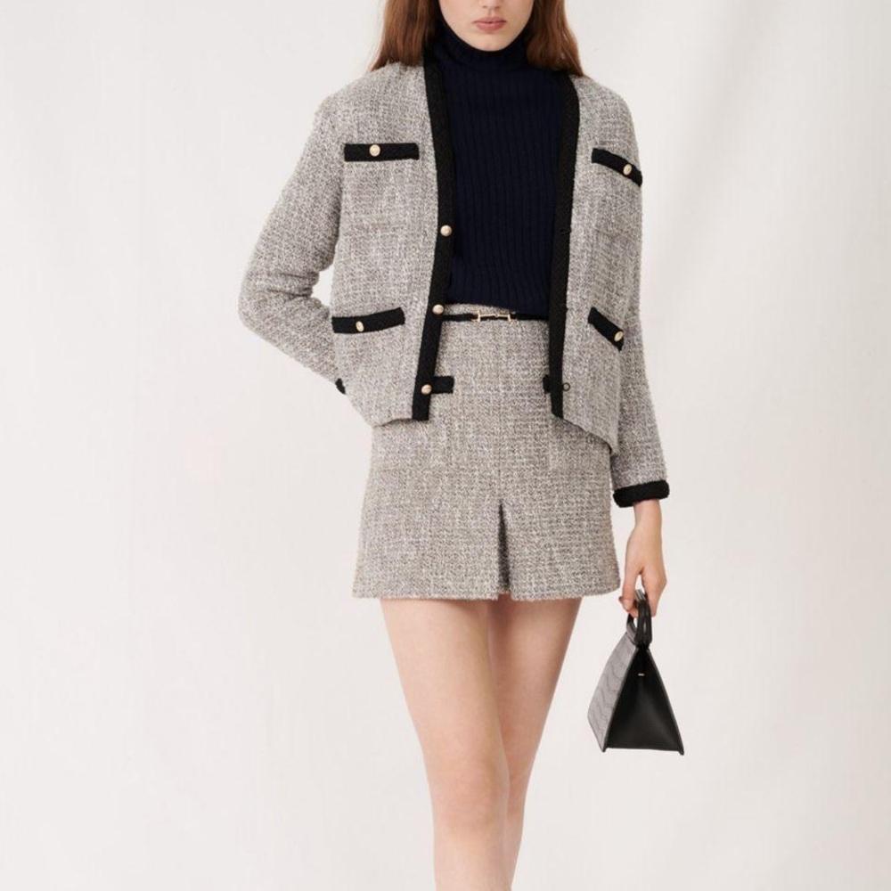 Maje Jinie Recycled Cotton Tweed Mini Skirt